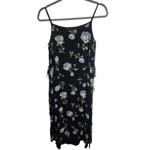 April Cornell Dress Floral Dress Midi Dress Slip Dress Women S Black Rayon Dress